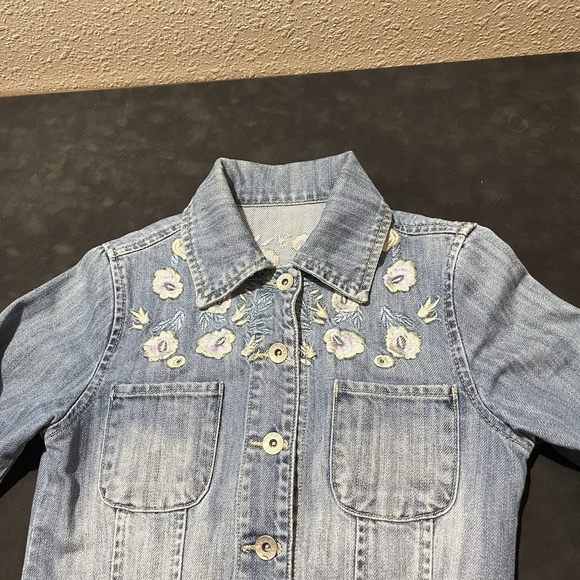 Vintage 90s Y2K Retro Floral Embroidered Button Denim Jacket Fairy Grunge Whimsy - Picture 8 of 10